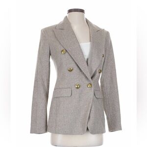Banana Republic Light Gray Herringbone Blazer with Gold Buttons